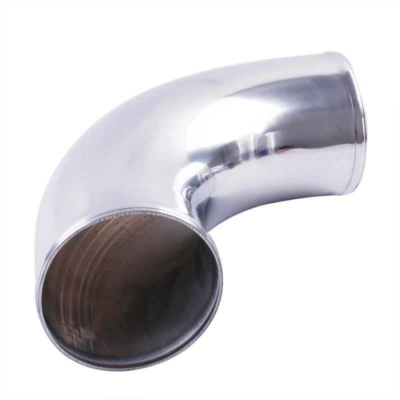 ZAP Performance Aluminum Pipe Tube Intercooler Hose 90 Degree 89mm(3.5""), 6061 Aluminu Air Intake Tube, Length 11.8"" (300mm), Thickness 2mm Silver Aluminum Alloy Exhaust Pipe - Image 2